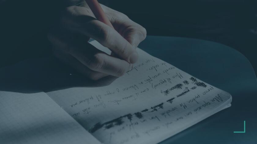 Handwritten reflection in a notebook
