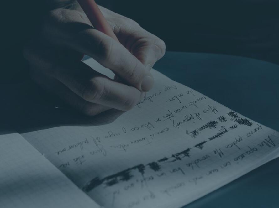 Handwritten reflection in a notebook